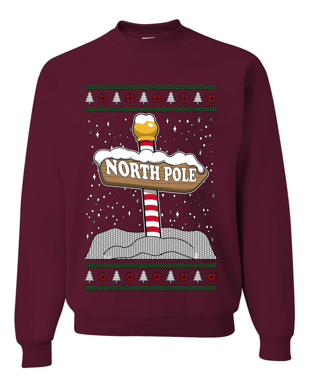 North Pole, Unisex Ugly Christmas Sweater Crewneck Sweatshirts
