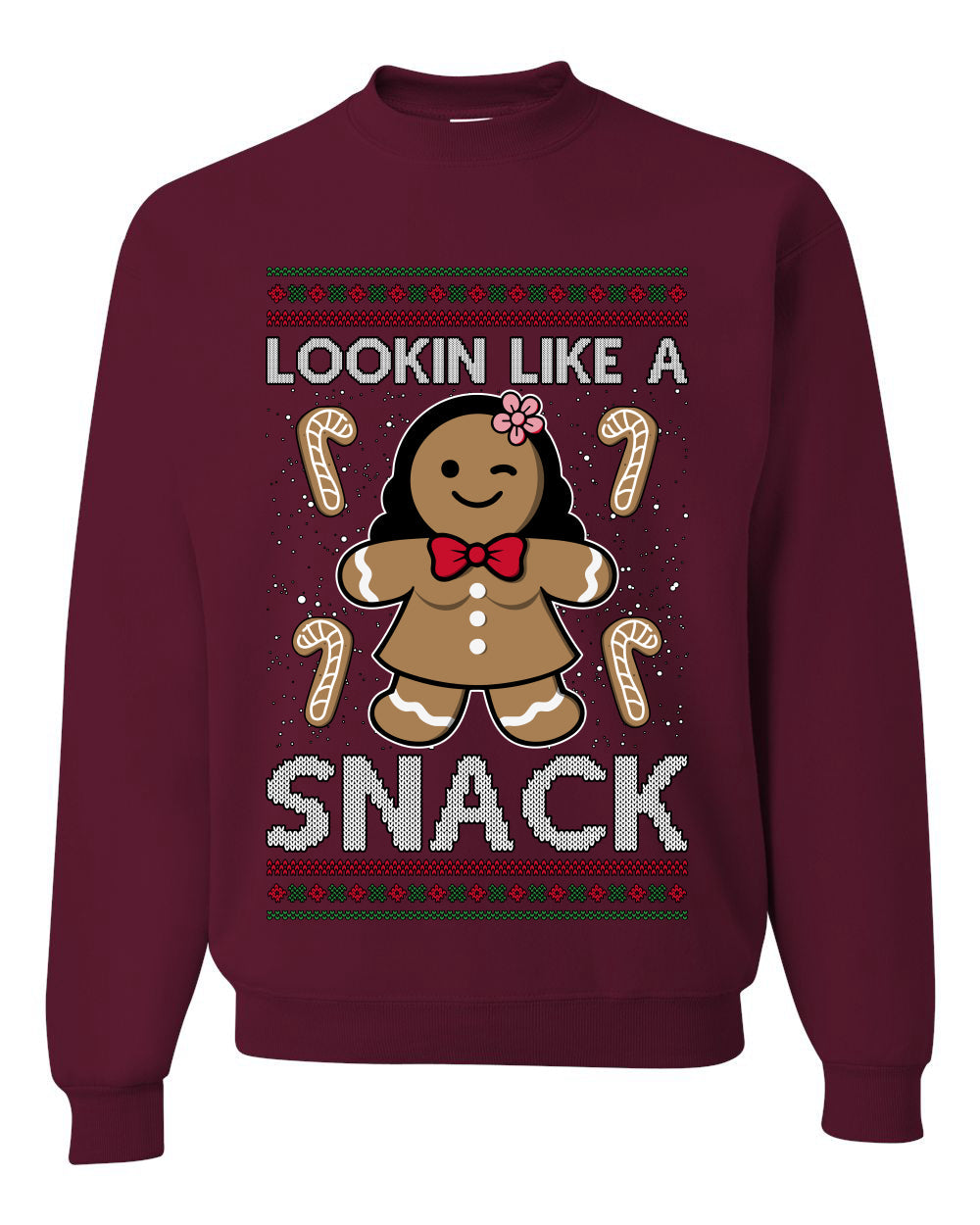 Lookin Like A Snack, Unisex Ugly Christmas Sweater Crewneck Sweatshirts
