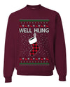 Well Hung, Unisex Ugly Christmas Sweater Crewneck Sweatshirts