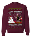Aura Farming Through The Snow Meme, Unisex Ugly Christmas Sweater, Crewneck Sweatshirts