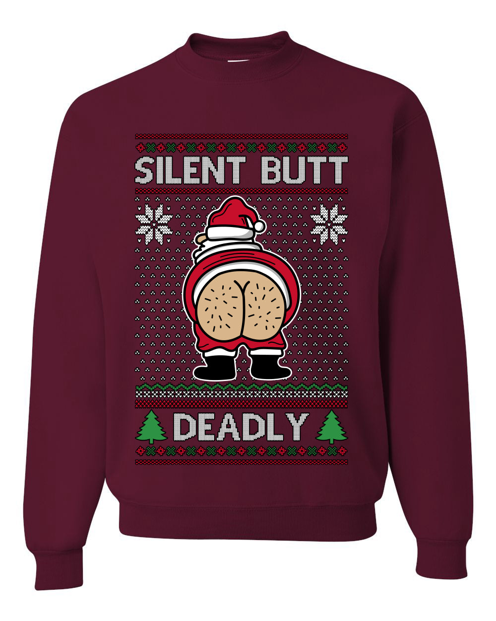 Silent Butt Deadly Farting Santa, Unisex Ugly Christmas Sweater, Crewneck Sweatshirts