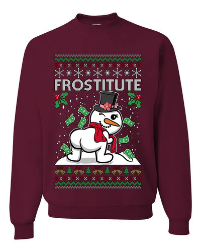Snow Frostitute, Funny Unisex Ugly Christmas Sweater, Crewneck Sweatshirts