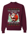 You Should See The Size Of My Sack Naughty Santa, Unisex Ugly Christmas Sweater Crewneck Sweatshirts