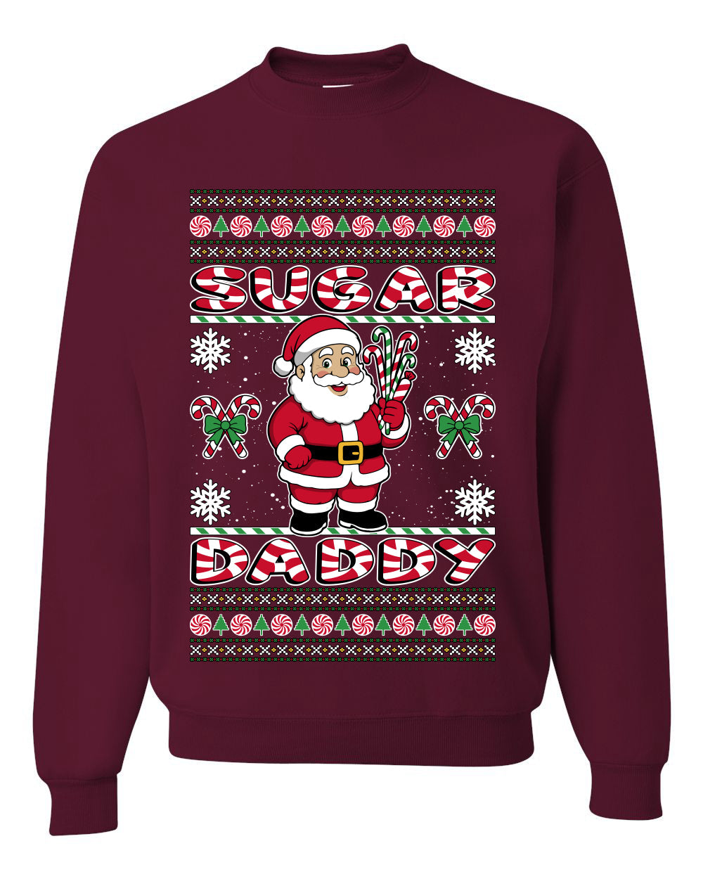Sugar Daddy Santa, Unisex Ugly Christmas Sweater Crewneck Sweatshirts
