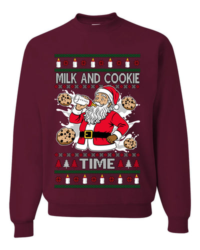 Milk And Cookie Time, Unisex Ugly Christmas Sweater, Crewneck Sweatshirts