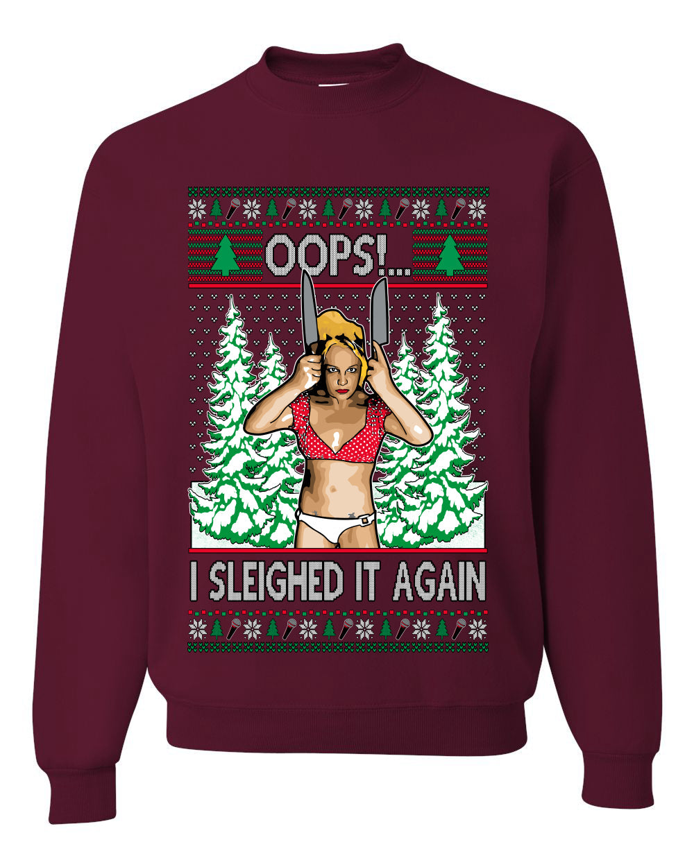 Funny, Knives Popstar Dancing, Music Lover Comedic Christmas Sweater Design, Unisex Crewneck Sweatshirts