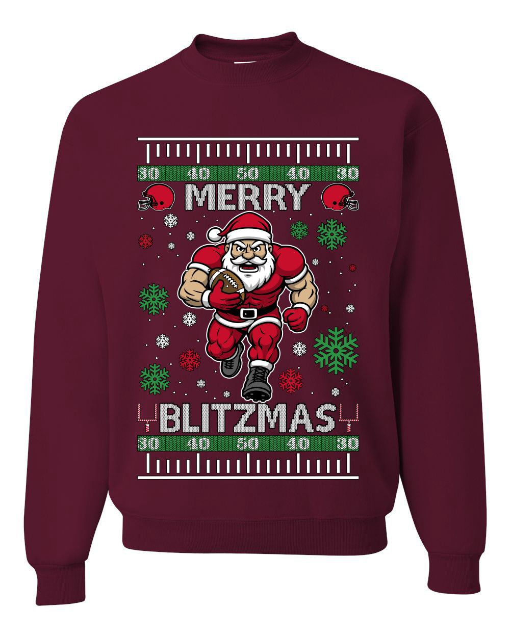 Merry Blitzmas, Football Christmas Sweater Design, Unisex Ugly Christmas Sweater Crewneck Sweatshirts