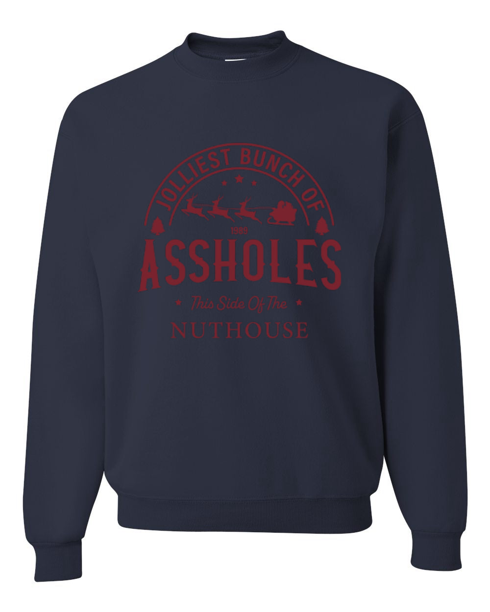 Jolliest Bunch of Assholes, Funny Christmas Design, Unisex Christmas Sweater, Crewneck Sweatshirts