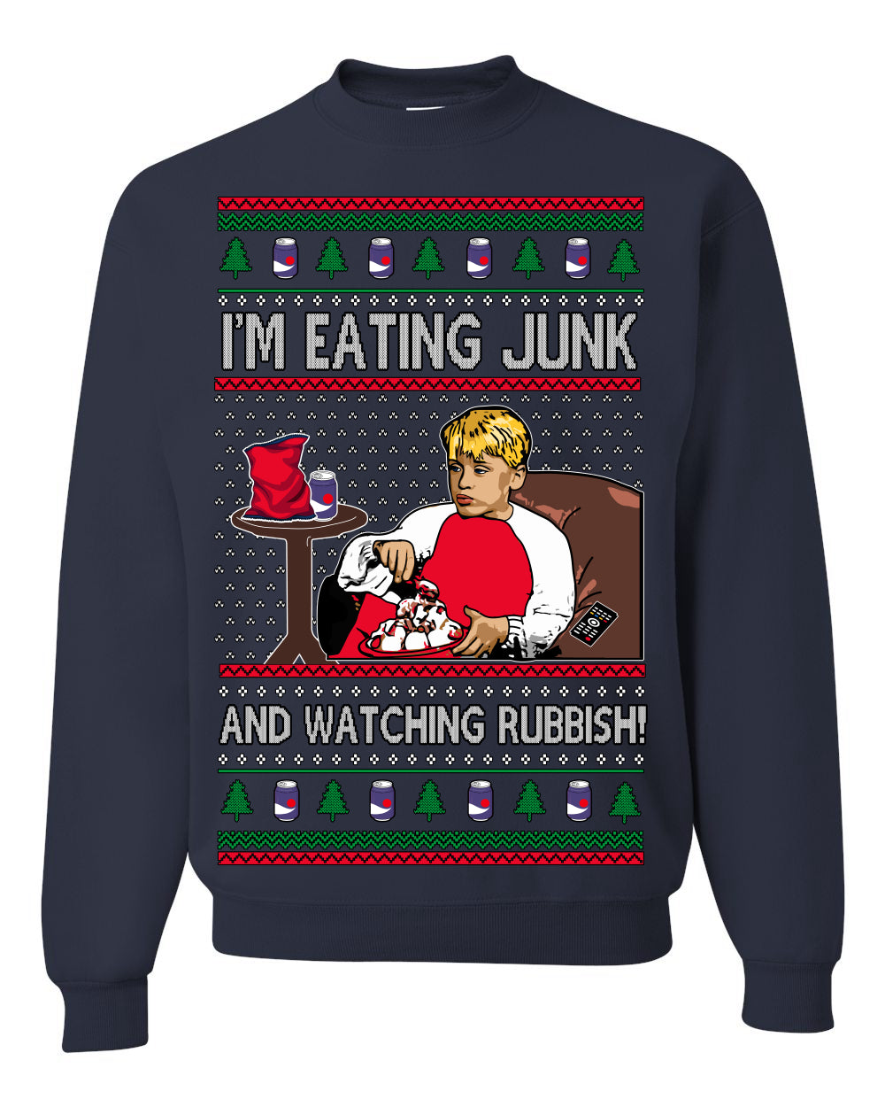 I'm Eating Junk and Watching Rubbish 90s Movie Ice Cream Ugly Christmas Sweater Crewneck Sweatshirt