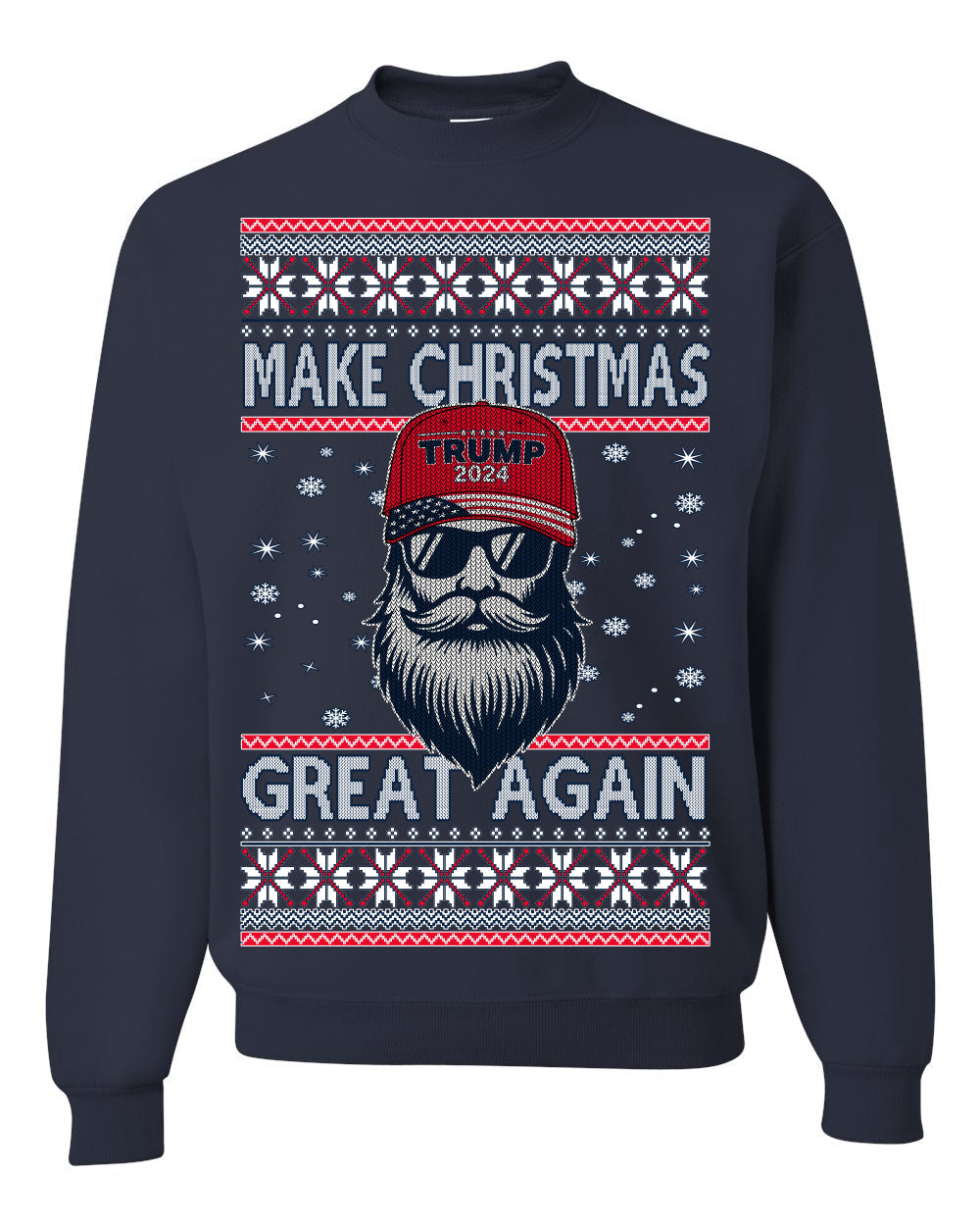Make Christmas Great Again Trump Santa Claus 2024 MAGA,  Donald Trump JD Vance GOP Republican Ugly Christmas Sweater Crewneck Sweatshirt