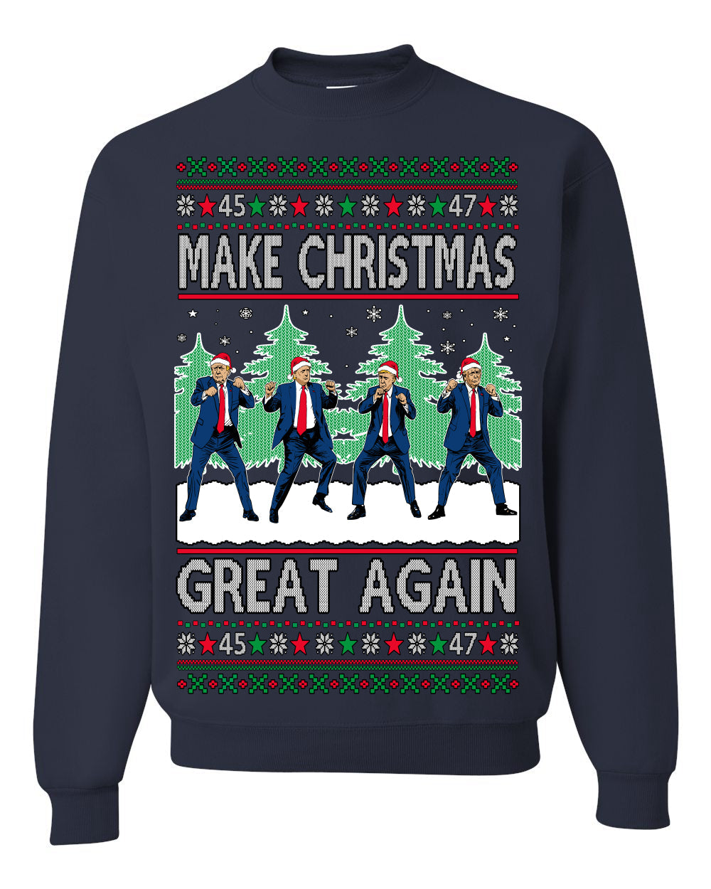 Make Christmas Great Again Shimmy Dance USA President Ugly Christmas Sweater Crewneck Sweatshirt