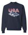 USA Winter Team Sports Fan Collection | USA Flag Mountainscape Sweater, Unisex Crewneck Sweatshirts