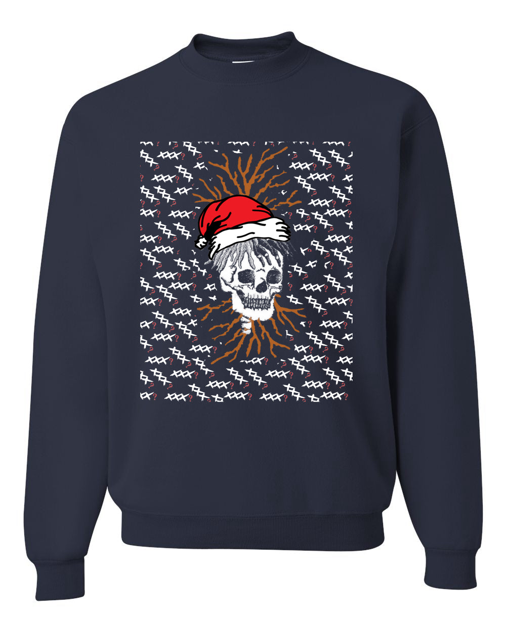 RIP XXXTentacion Santa Skull Xmas Bad Vibes XXX ? Ugly Christmas Sweater Unisex Crewneck Sweatshirt