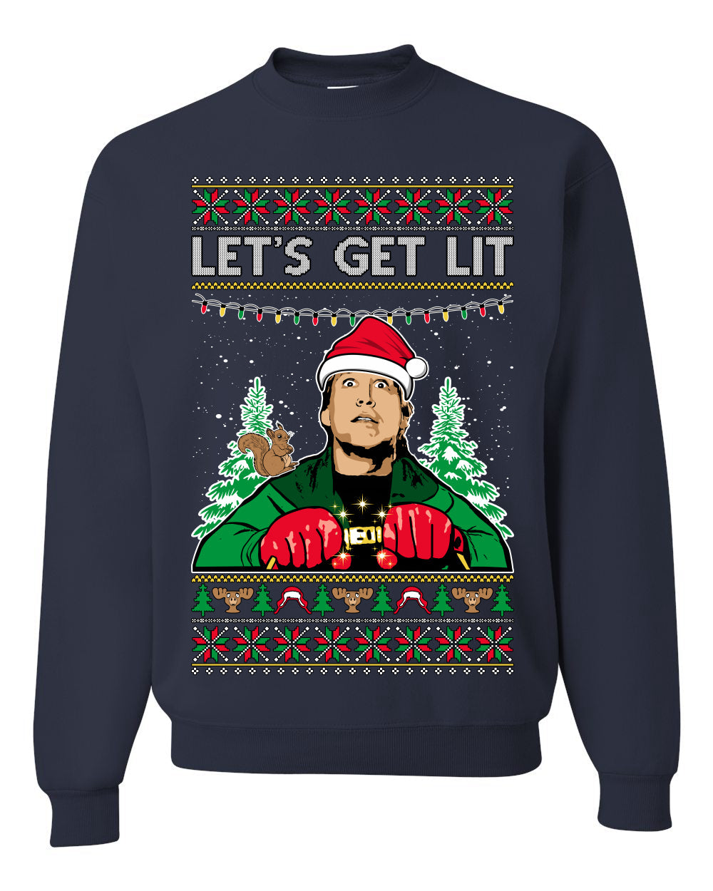 Let's Get Lit Clark Vacation Ugly Christmas Sweater Unisex Crewneck Sweatshirt