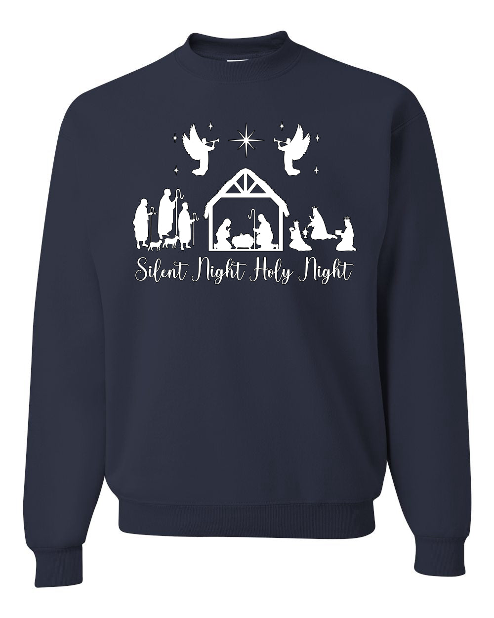 Silent Night Holy Night Religious Jesus Christmas Unisex Crewneck Sweatshirt