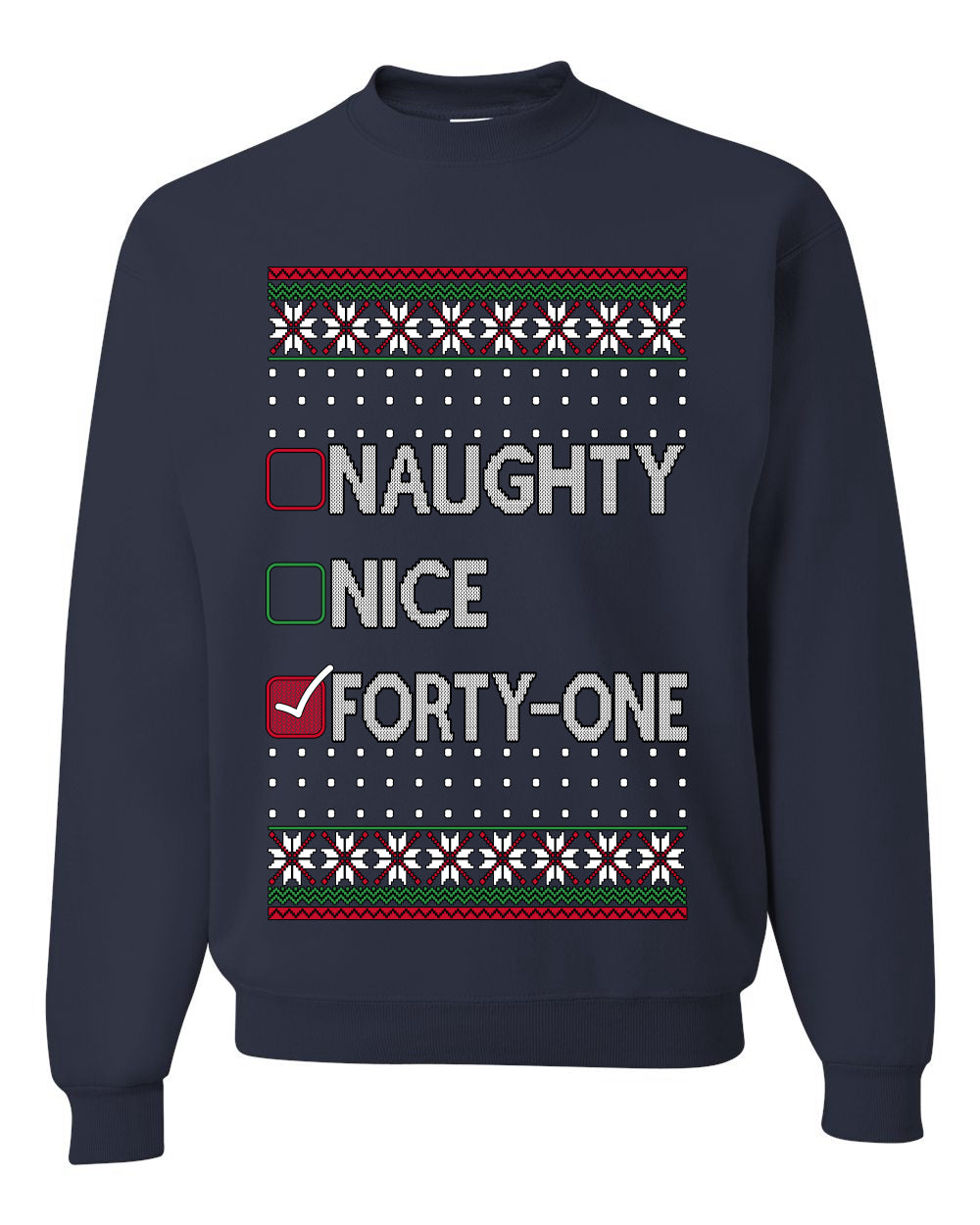 Naughty Nice 41, Simple List, Ugly Christmas Unisex Sweater, Funny Meme, Crewneck Sweatshirts