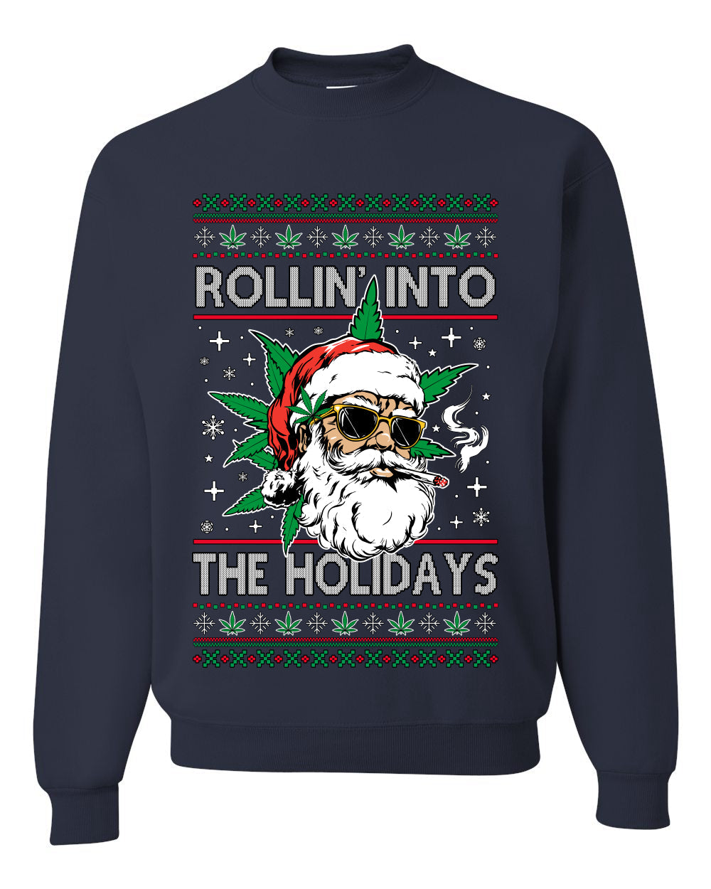 Rollin' Into The Holidays Christmas Sweater, Ugly Christmas Unisex Sweater, Crewneck Sweatshirts