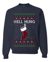 Well Hung, Unisex Ugly Christmas Sweater Crewneck Sweatshirts