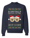 Christmas Festivi-Titties Are My Favorite, Unisex Ugly Christmas Sweater Crewneck Sweatshirts