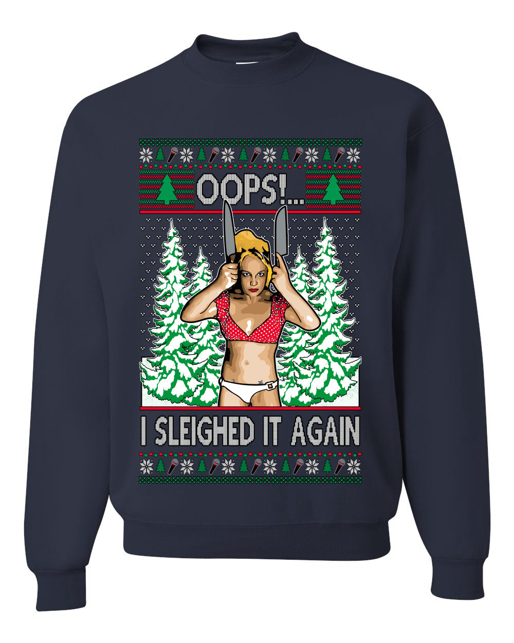 Funny, Knives Popstar Dancing, Music Lover Comedic Christmas Sweater Design, Unisex Crewneck Sweatshirts