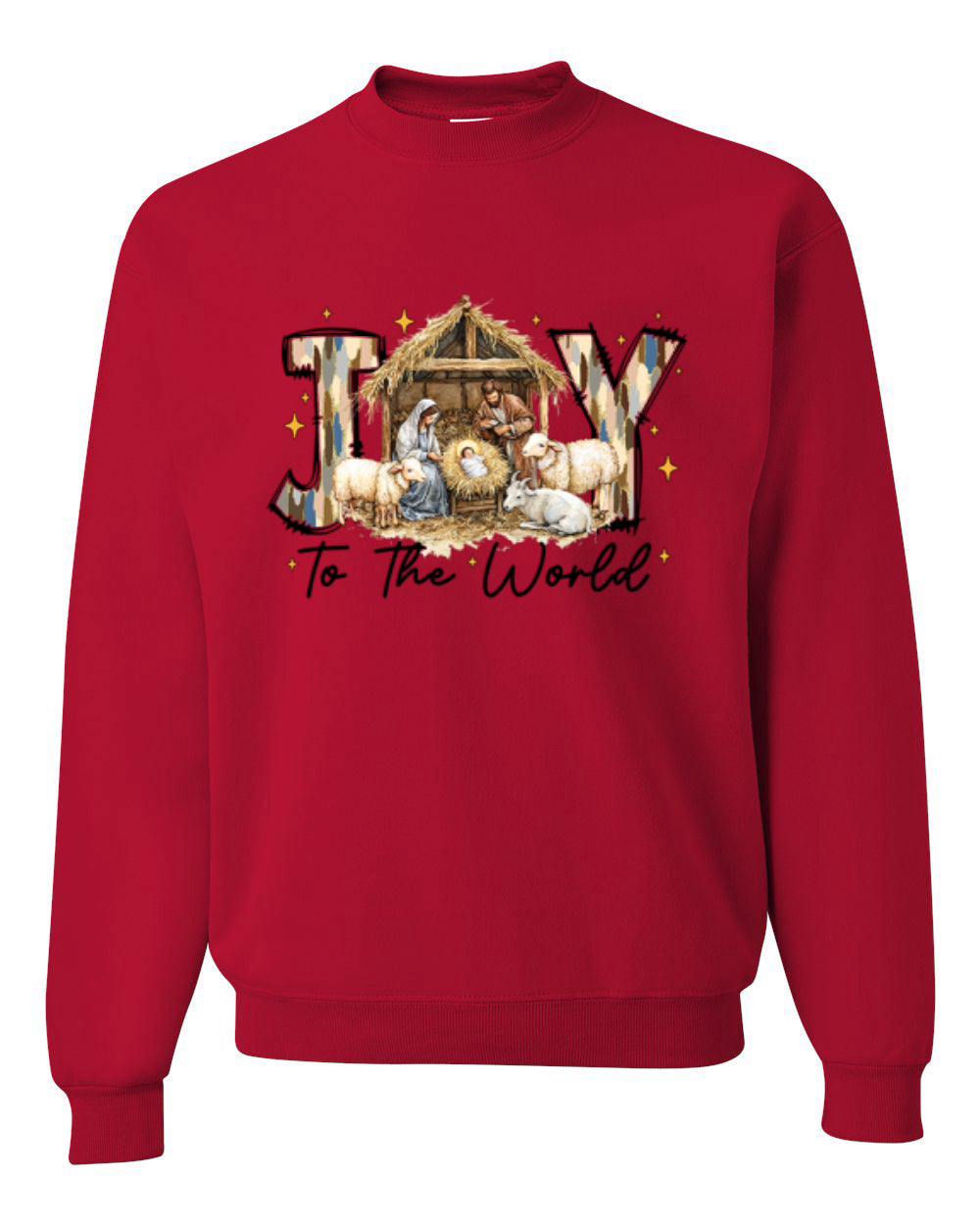 Joy To The World, Jesus Birth, Nativity, Christian Jesus Religious Design, Unisex Christmas Sweater, Crewneck Sweatshirts