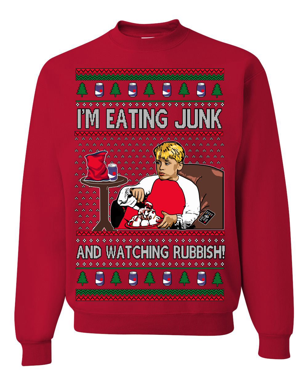 I'm Eating Junk and Watching Rubbish 90s Movie Ice Cream Ugly Christmas Sweater