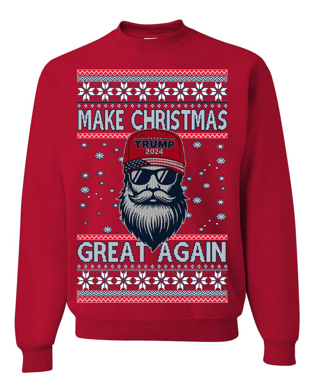 Make Christmas Great Again Trump Santa Claus 2024 MAGA,  Donald Trump JD Vance GOP Republican Ugly Christmas Sweater Crewneck Sweatshirt
