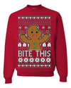 Bite This Funny Gingerbread Cookie Middle Finger Ugly Christmas Sweater Crewneck Sweatshirt