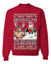 Brodolph Santa Working Out Gym the Red Nosed Gainzdeer Ugly Christmas Sweater Unisex Crewneck Graphic Sweatshirt