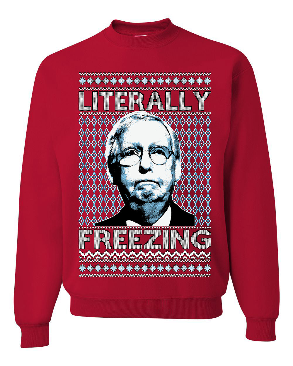 Literally Freezing McConnell Senator Ugly Christmas Sweater Unisex Crewneck Sweatshirt