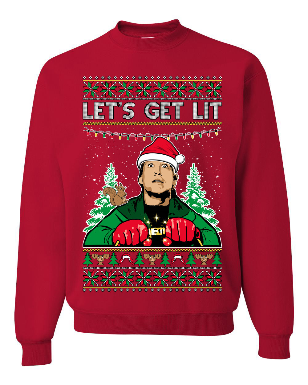 Let's Get Lit Clark Vacation Ugly Christmas Sweater Unisex Crewneck Sweatshirt