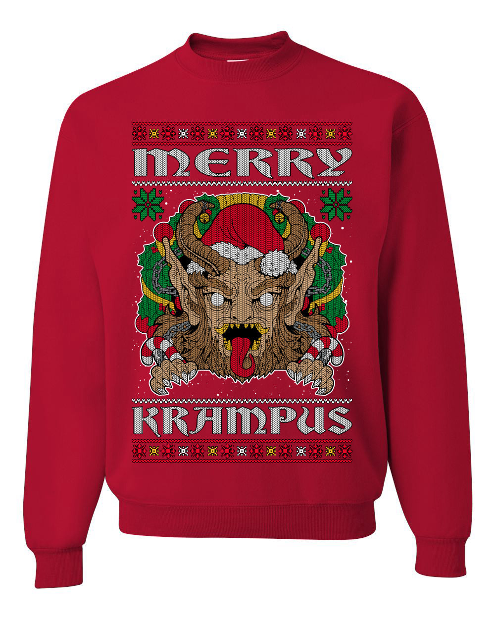 Merry Krampus Santa Folklore Figure Horror Ugly Christmas Sweater Unisex Crewneck Sweatshirt