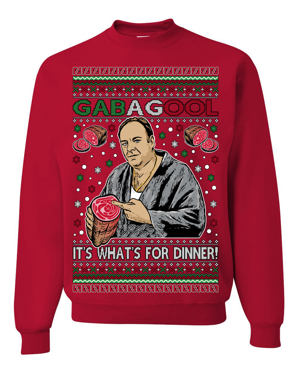 Gabagool It's What's for Dinner, Funny Tony Italian NJ New Jersey Mafia, Classic TV Show Ugly Christmas Sweater Crewneck Sweatshirt