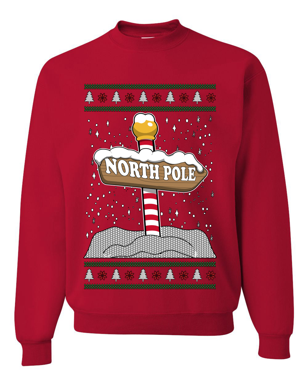North Pole, Unisex Ugly Christmas Sweater Crewneck Sweatshirts