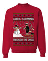 Aura Farming Through The Snow Meme, Unisex Ugly Christmas Sweater, Crewneck Sweatshirts
