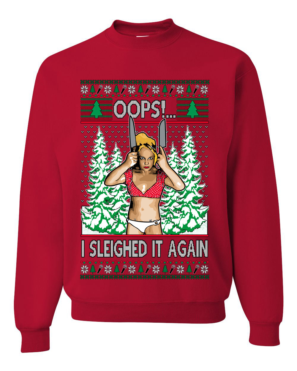 Funny, Knives Popstar Dancing, Music Lover Comedic Christmas Sweater Design, Unisex Crewneck Sweatshirts