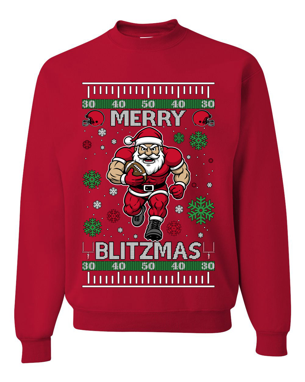 Merry Blitzmas, Football Christmas Sweater Design, Unisex Ugly Christmas Sweater Crewneck Sweatshirts