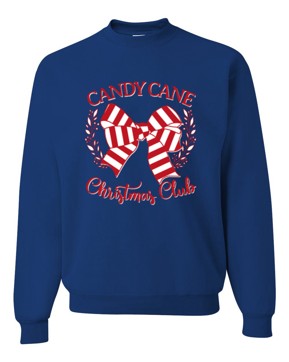 Candy Cane Christmas Club, Cute Bow Peppermint Design Unisex Christmas Sweater, Crewneck Sweatshirts