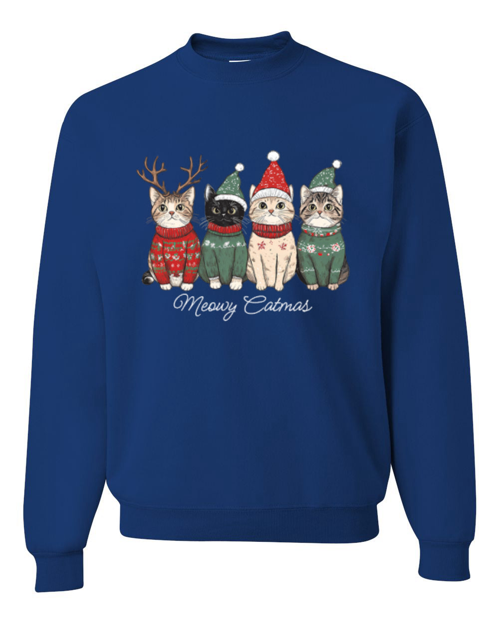 Meowy Catmas, Christmas Cat Lover Design, Unisex Christmas Sweater, Crewneck Sweatshirts