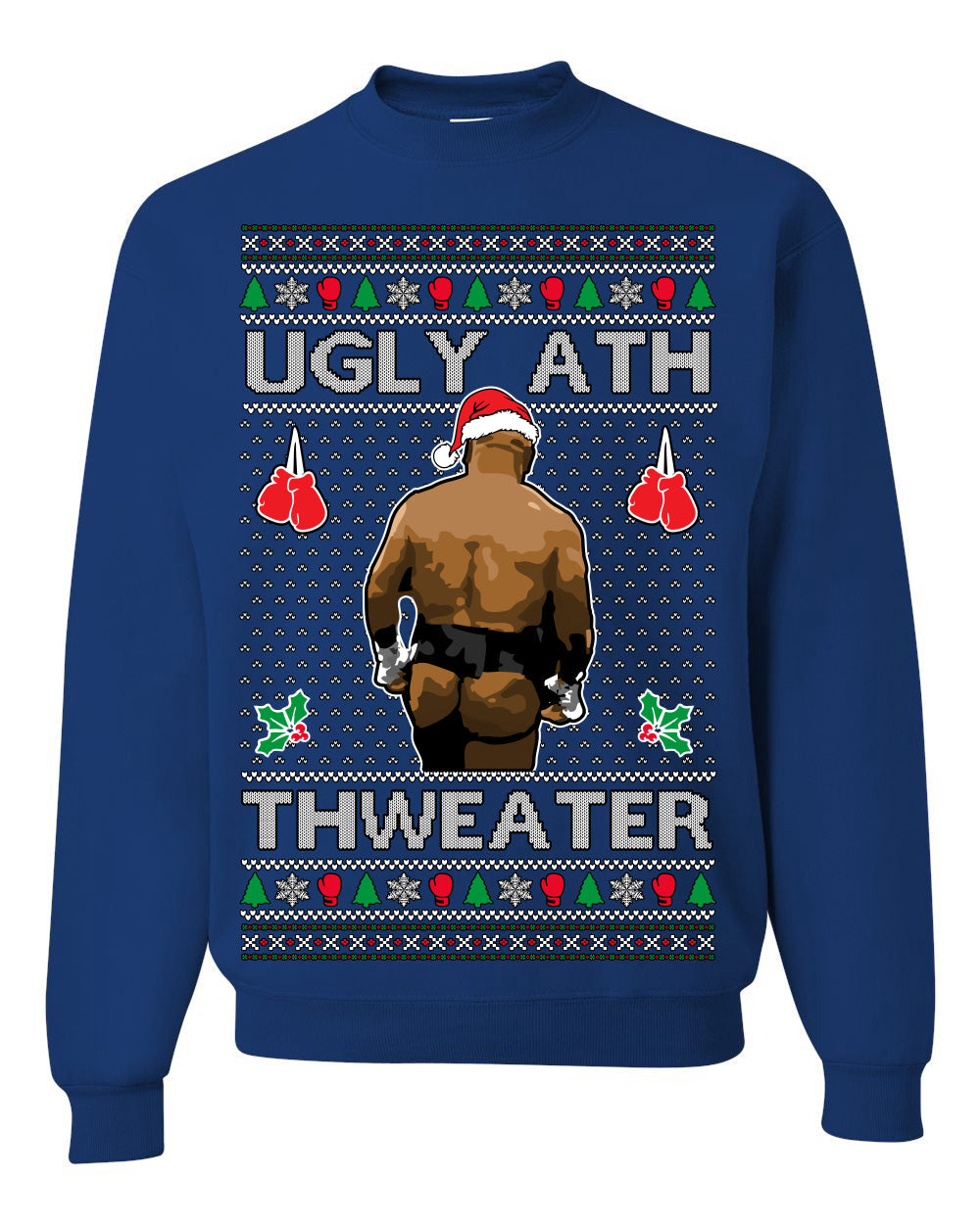 Ugly Ath Sweater Merry Chrithmith, Butt Viral Ugly Ass Boxing Fight, Funny Ugly Christmas Sweater Crewneck Sweatshirt