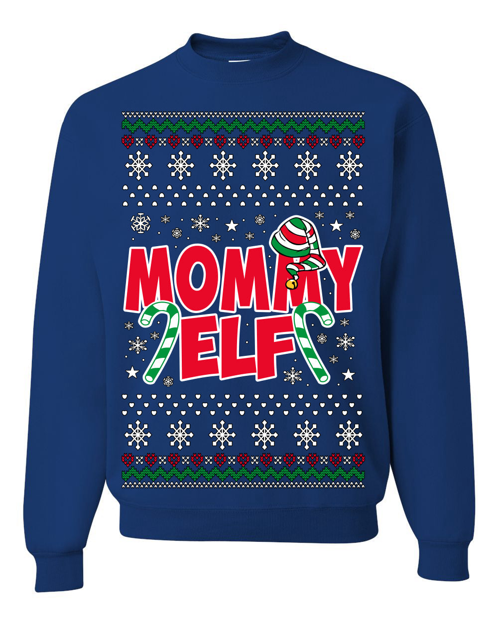 Mommy Elf Cute Holiday Winter Ugly Christmas Sweater Crewneck Sweatshirt