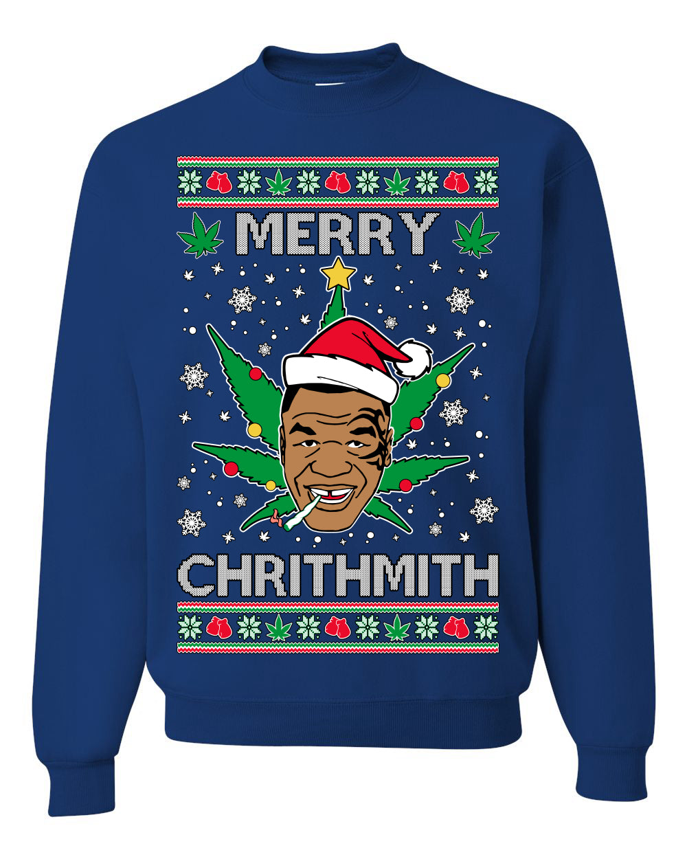 Merry Chrithmith Weed Pot Leaf Join Stoner Ugly Christmas Sweater Unisex Crewneck Sweatshirt
