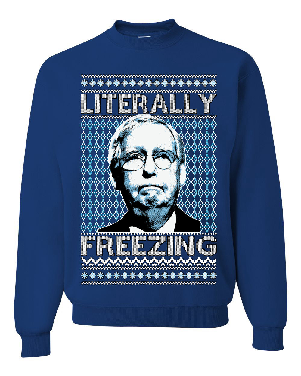 Literally Freezing McConnell Senator Ugly Christmas Sweater Unisex Crewneck Sweatshirt