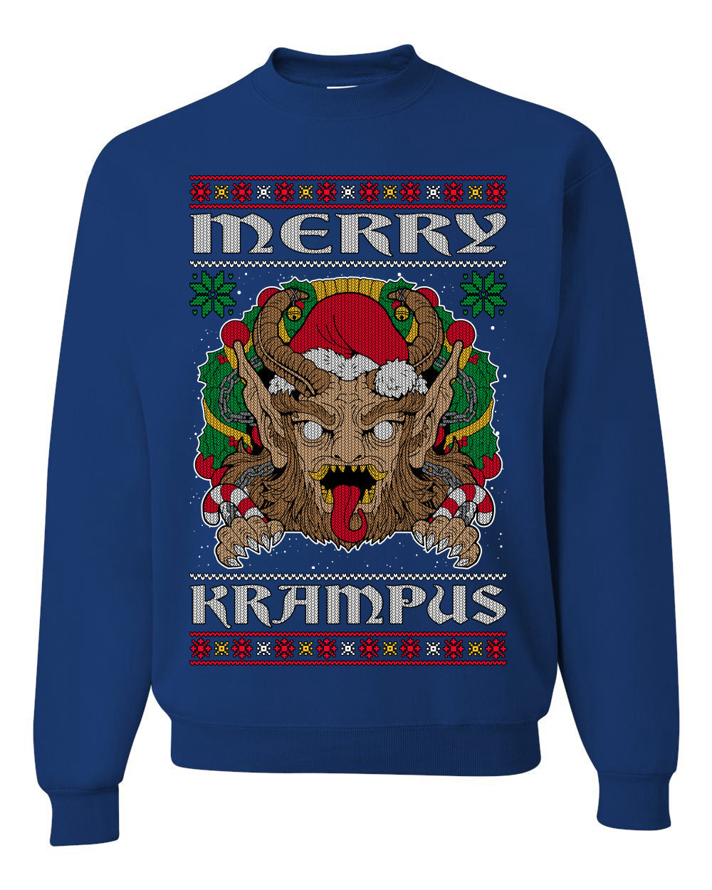 Merry Krampus Santa Folklore Figure Horror Ugly Christmas Sweater Unisex Crewneck Sweatshirt