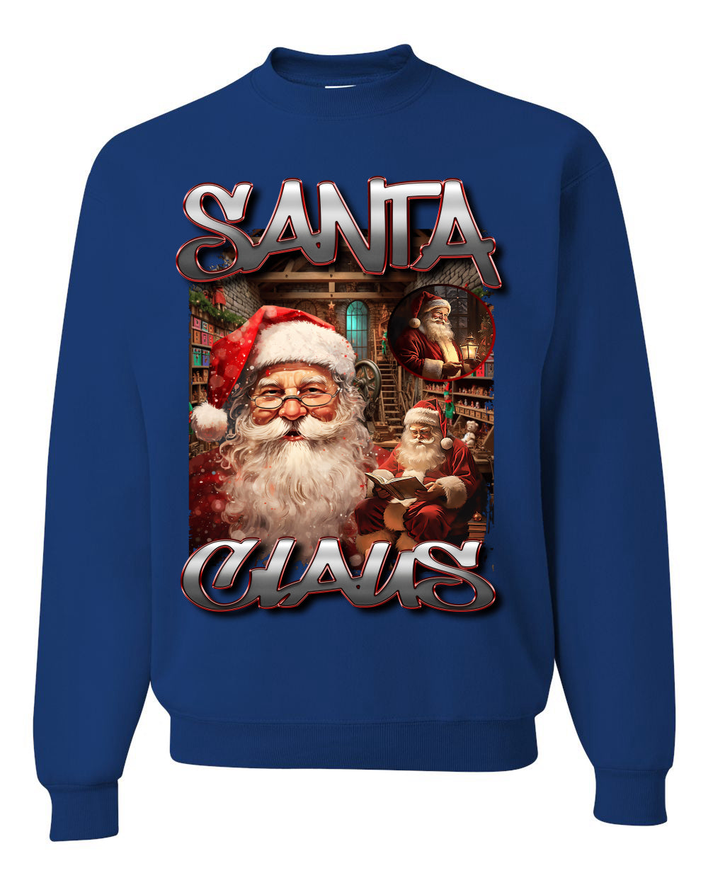 Santa Claus Bootleg Rap Music Style Ugly Christmas Sweater Crewneck Sweatshirt