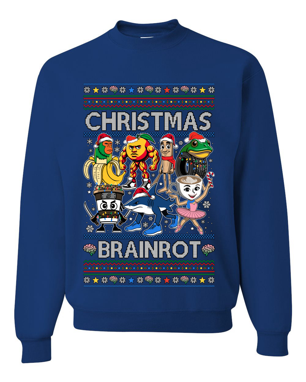 Christmas Brainrot, Unisex Ugly Christmas Sweater, Crewneck Sweatshirts