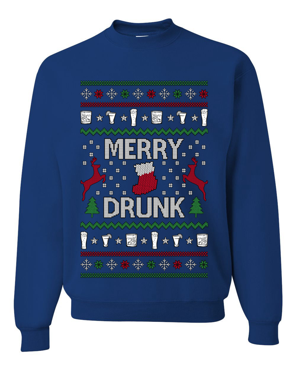 Merry Drunk, Unisex Ugly Christmas Sweater Crewneck Sweatshirts
