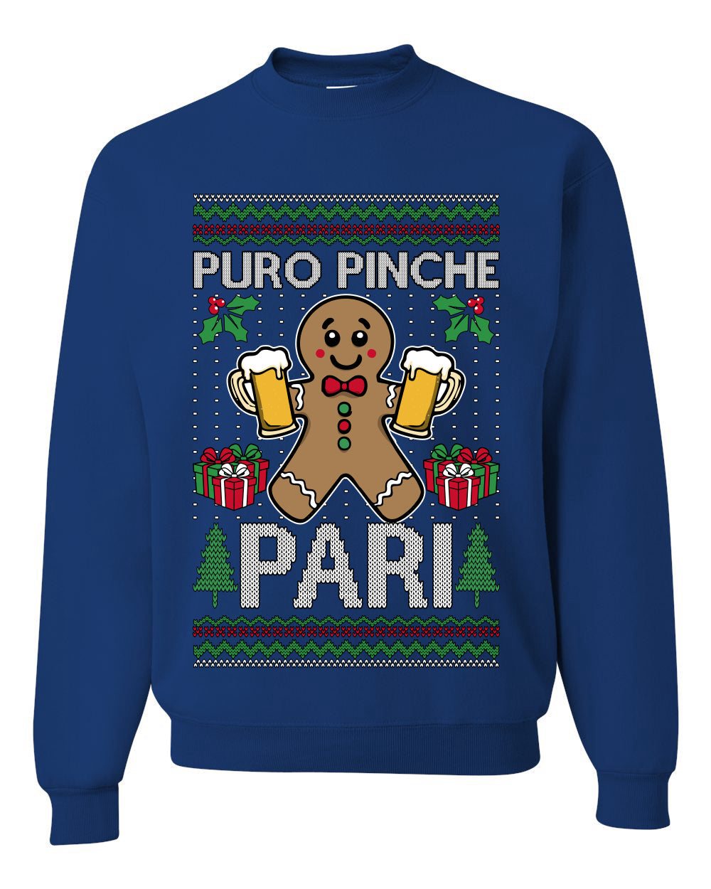 Puro Pinche Pari,Unisex Ugly Christmas Sweater, Crewneck Sweatshirts