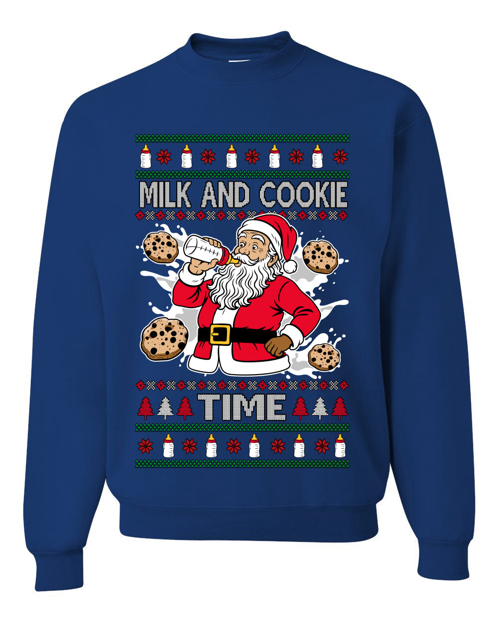 Milk And Cookie Time, Unisex Ugly Christmas Sweater, Crewneck Sweatshirts