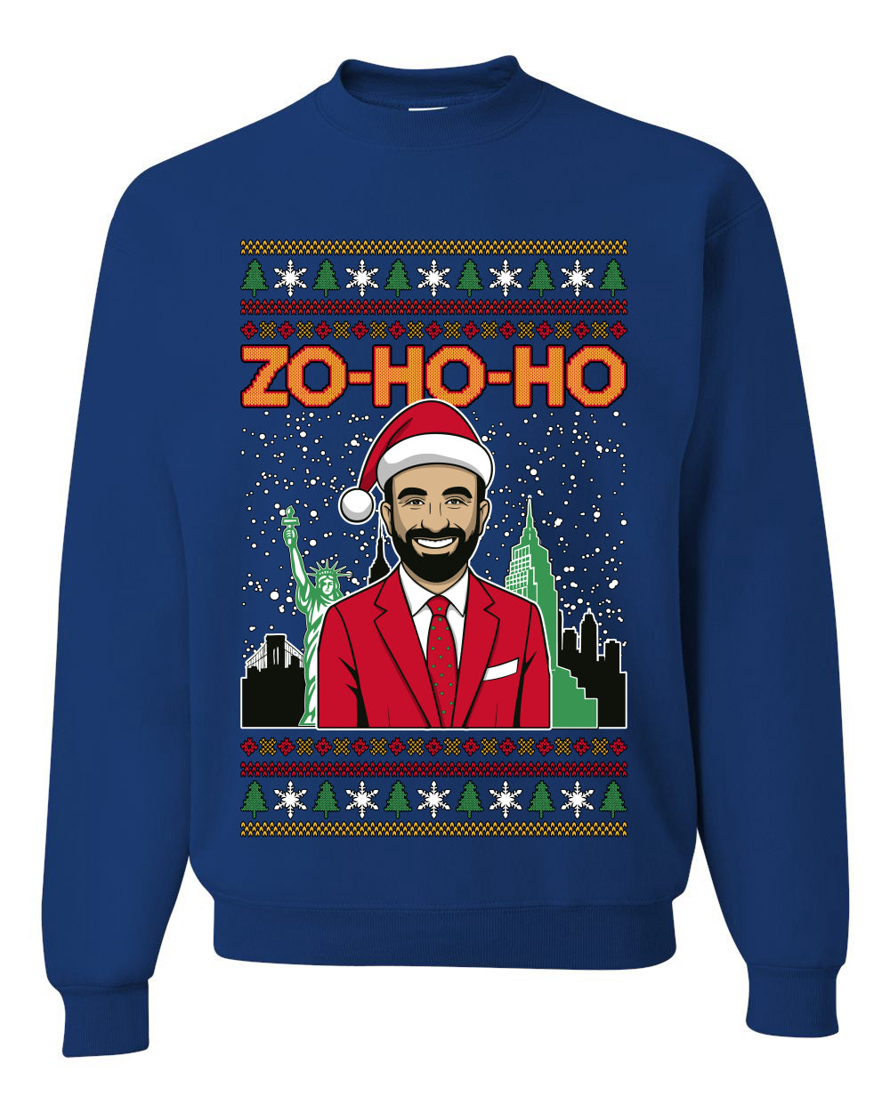 Zo Ho Ho Zohran Mamdani NYC, Unisex Ugly Christmas Sweater Crewneck Sweatshirts